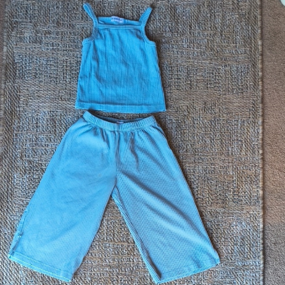 La Paloma Cute Blue Ribbed Set